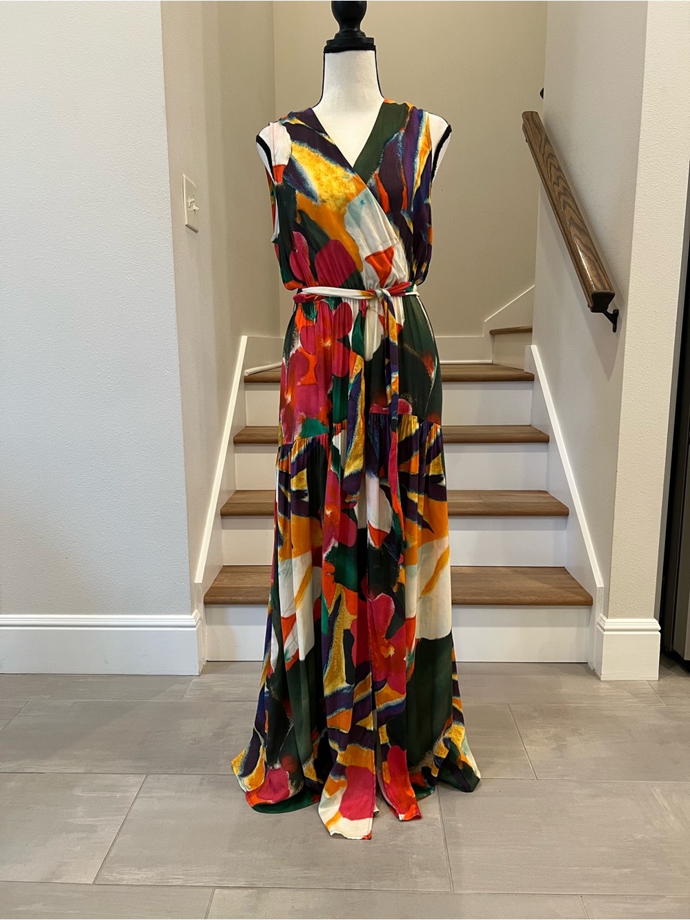 Oysho Multicolor Floral Maxi Dress with Belt